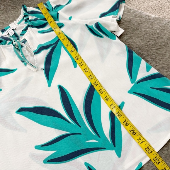 NWT Nine West Tie Front Ruffle Neck Blouse - Picture 10 of 11